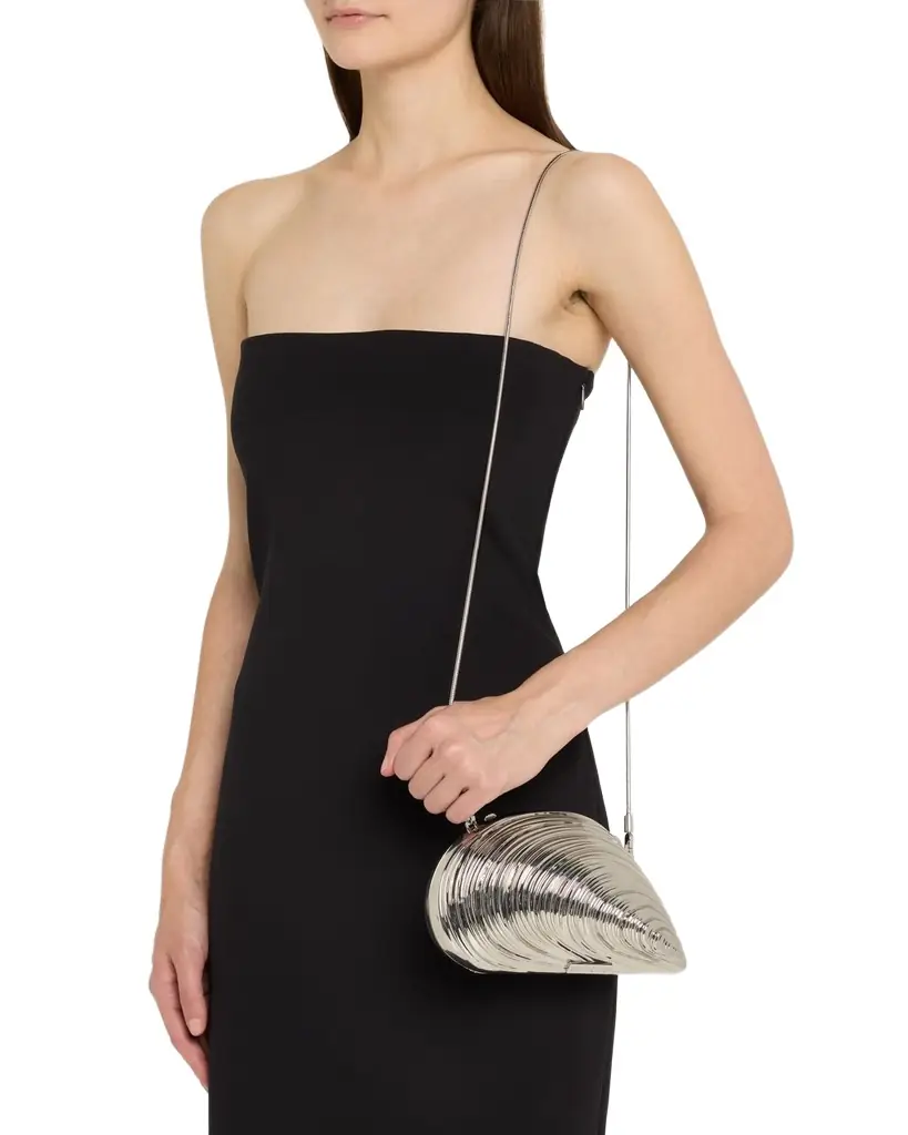 SIMKHAI Bridget Metal Oyster Shell Clutch Bag