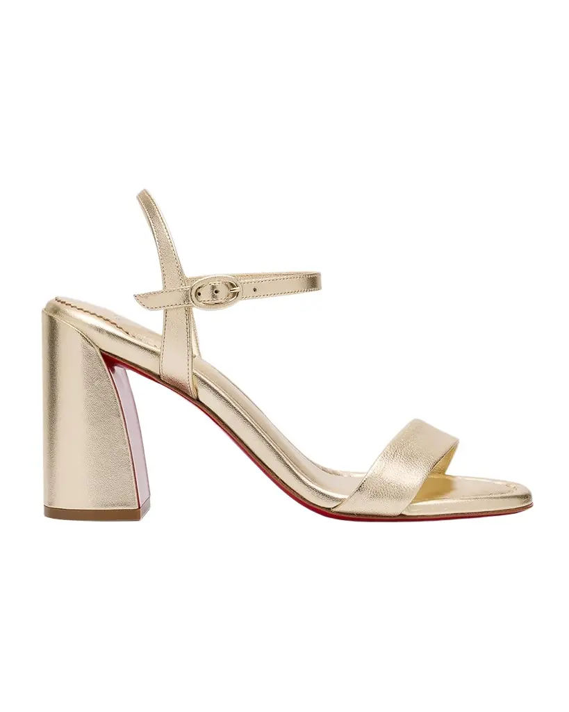 Christian Louboutin 85mm Miss Jane Metallic Ankle-Strap Sandals