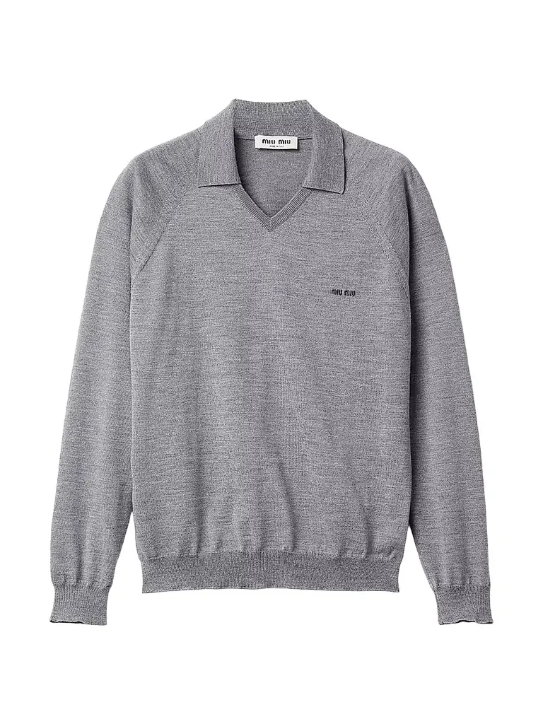Miu Miu Women's Wool Polo Sweater - Grey