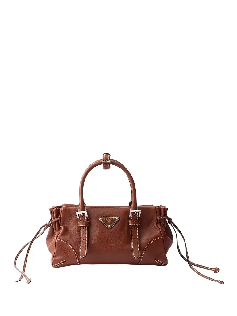 Prada Women's Bonnie  Leather Top Handle Bag - Brown