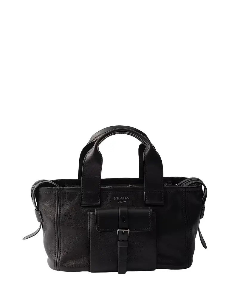 Prada Women's Route Leather Tote Bag - Black