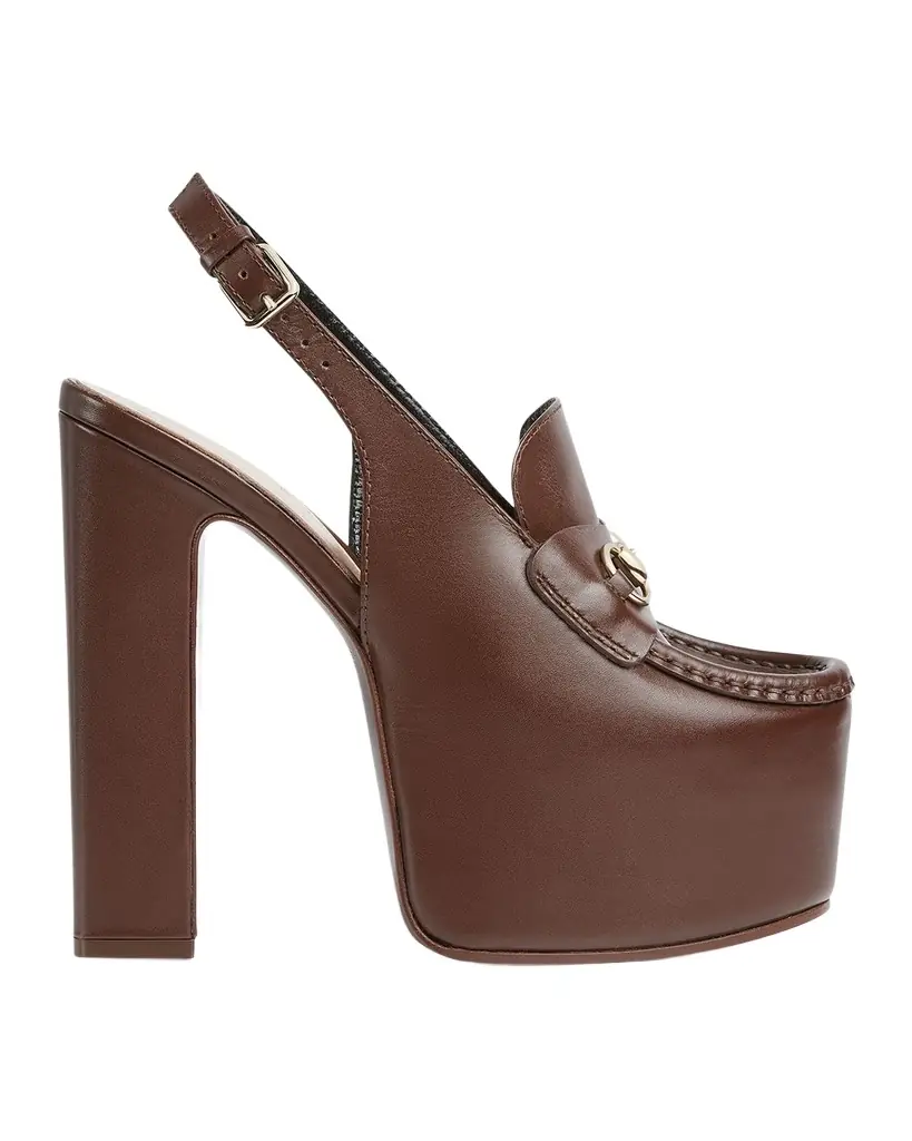 Gucci Ottavia Leather Platform Loafer Pumps