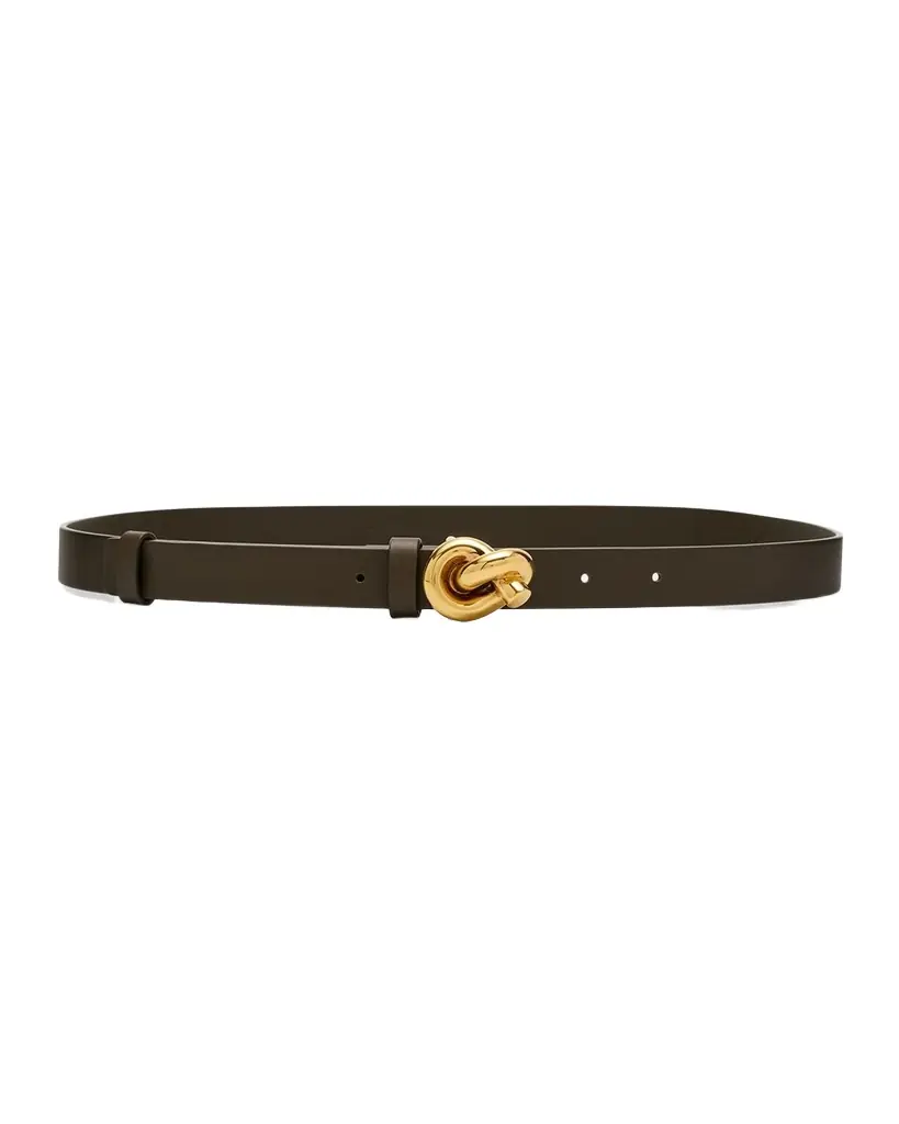 Bottega Veneta Brass Knot Skinny Leather Belt