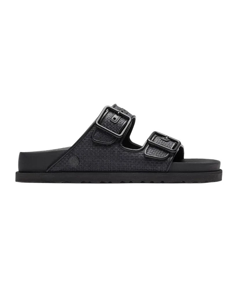 1774 Birkenstock Arizona Raffia Dual-Buckle Slide Sandals