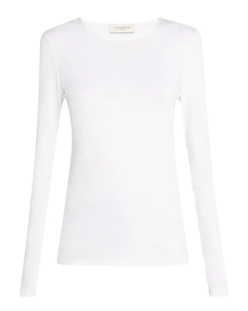 Lafayette 148 New York Scoop-Neck Stretch Cotton T-Shirt