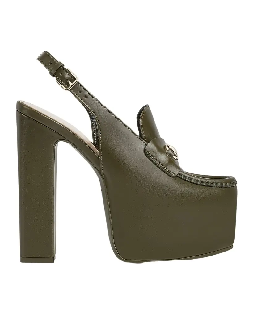 Gucci Ottavia Leather Platform Loafer Pumps