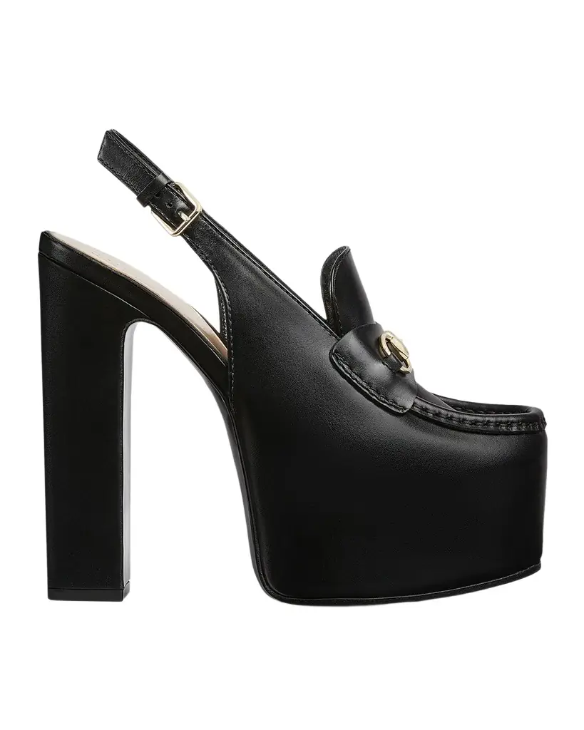 Gucci Ottavia Leather Platform Loafer Pumps