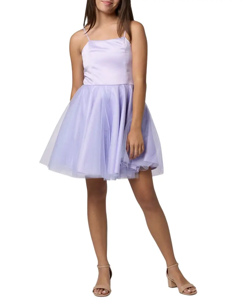 Un Deux Trois Girl 's Satin & Tulle Party Dress, Size 7-