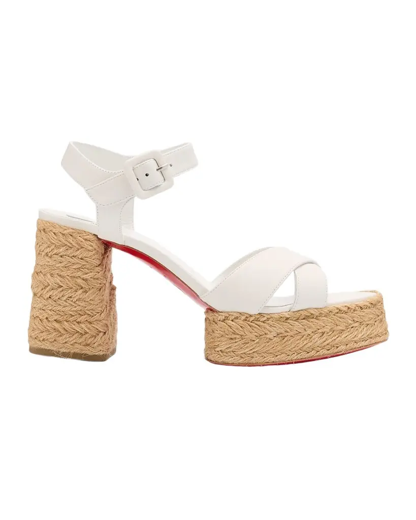 Christian Louboutin 70mm Calakala Leather Crisscross Espadrille Sandals