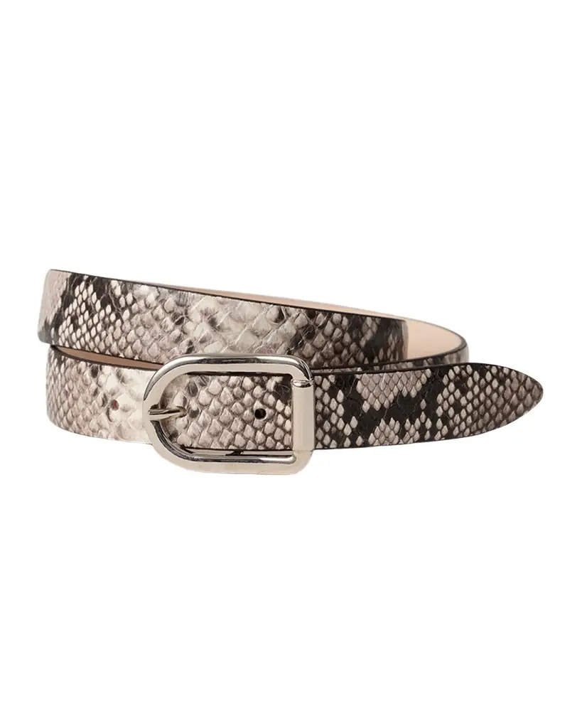 Dehanche Mija Snake-Embossed Leather Skinny Belt