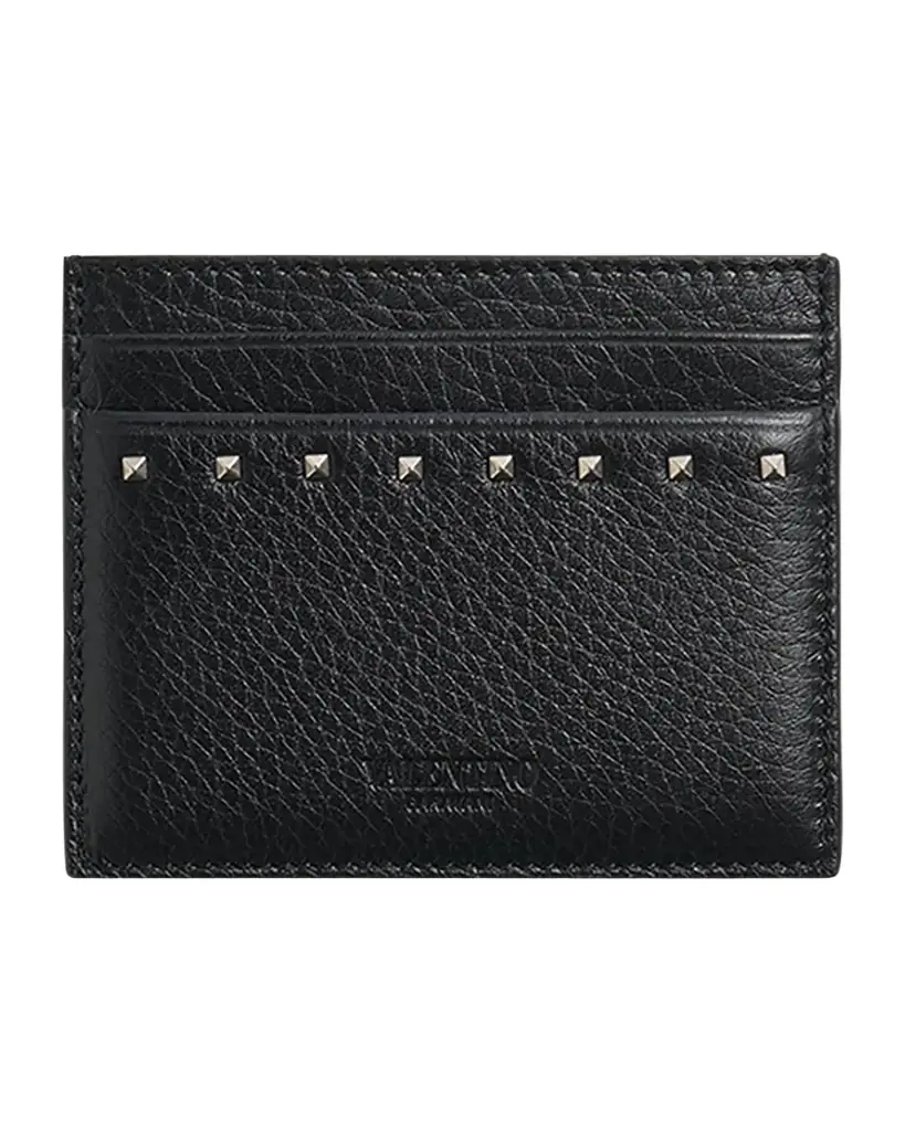 Valentino Garavani Men 's Leather Rockstud Card Holder