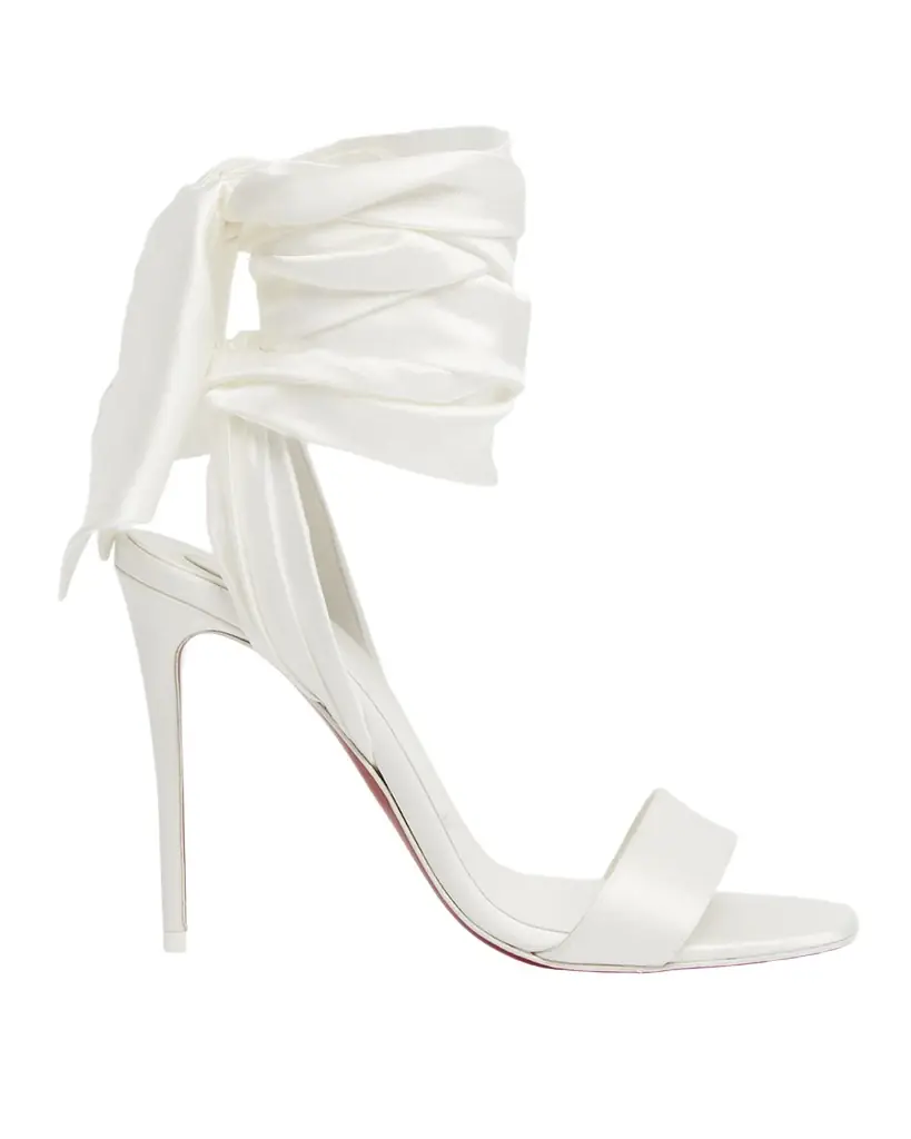 Christian Louboutin 100mm Ribbon Ankle-Wrap Stiletto Sandals