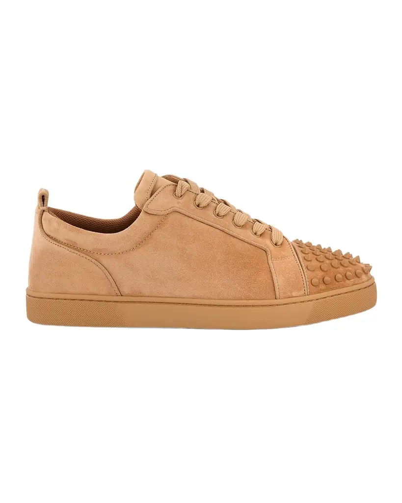 Christian Louboutin Men 's Louis Junior Spikes Low-Top Suede Sneakers