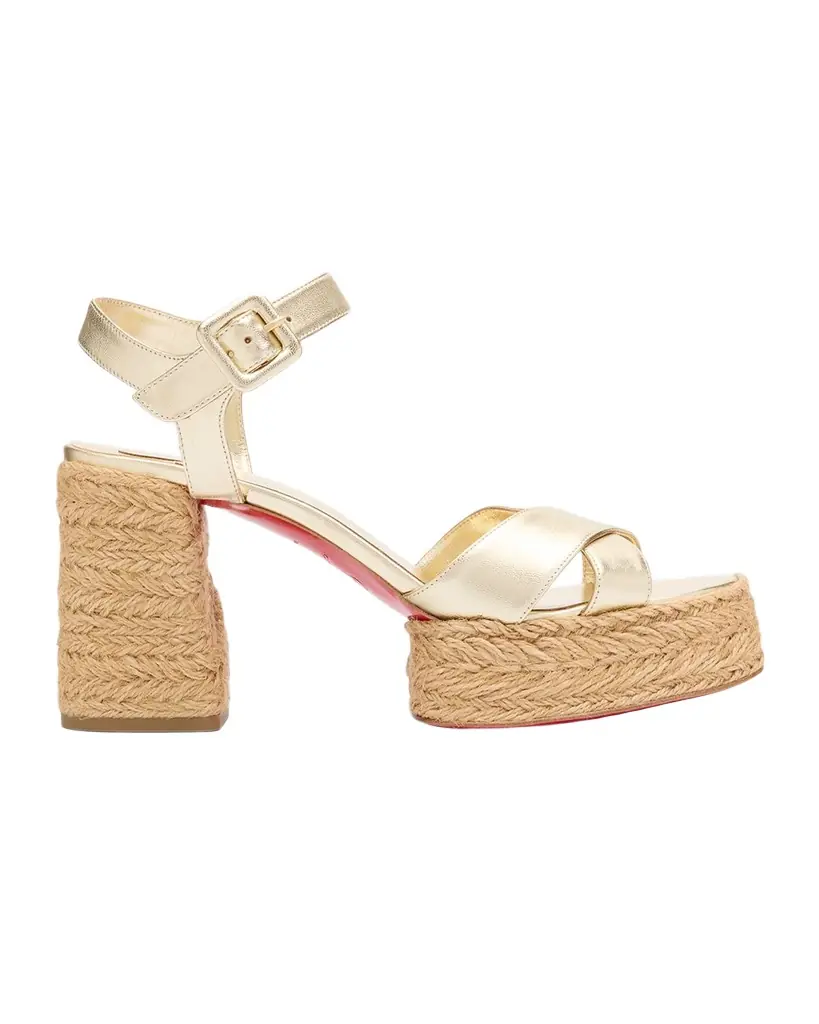 Christian Louboutin 70mm Calakala Metallic Crisscross Platform Sandals