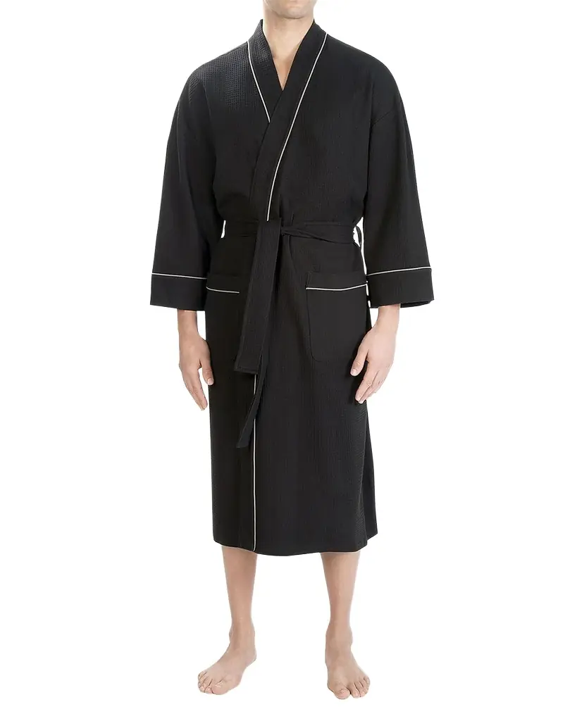 Majestic International Men 's Waffle Knit Kimono Robe