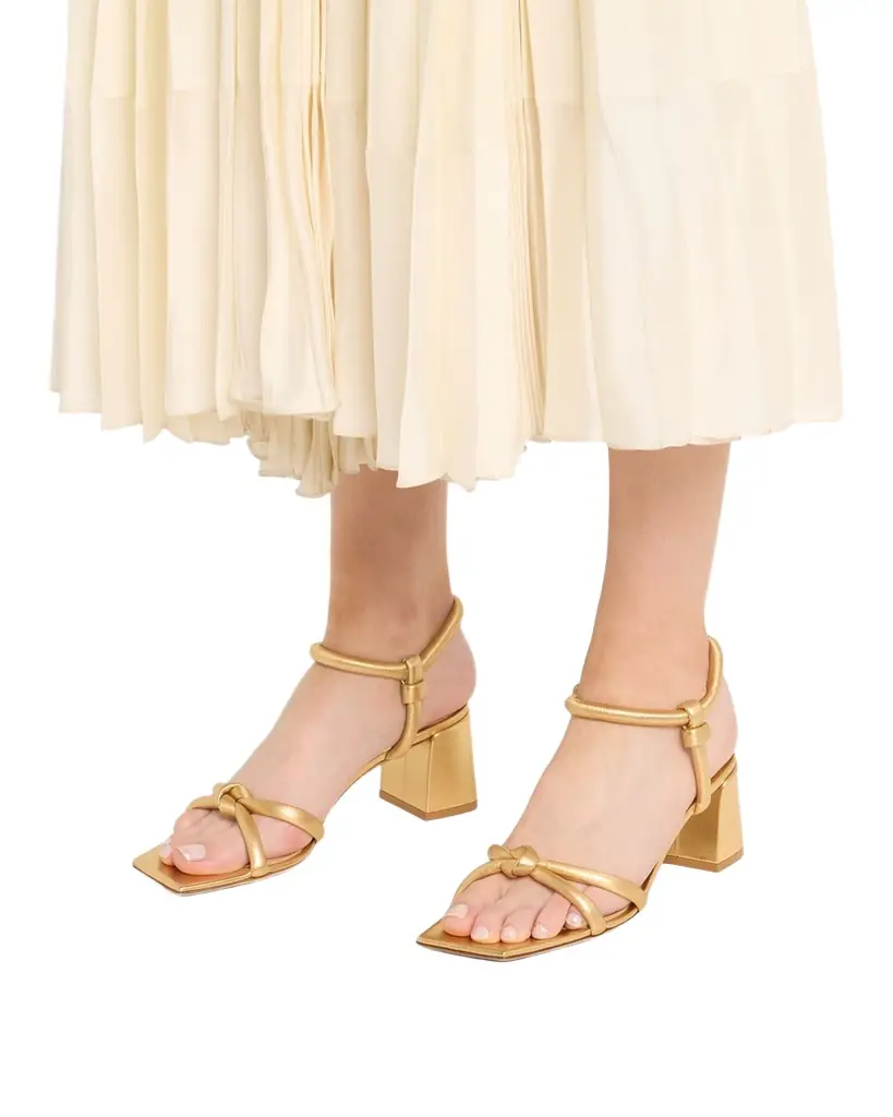 Gianvito Rossi Leather Knot Ankle-Strap Sandals