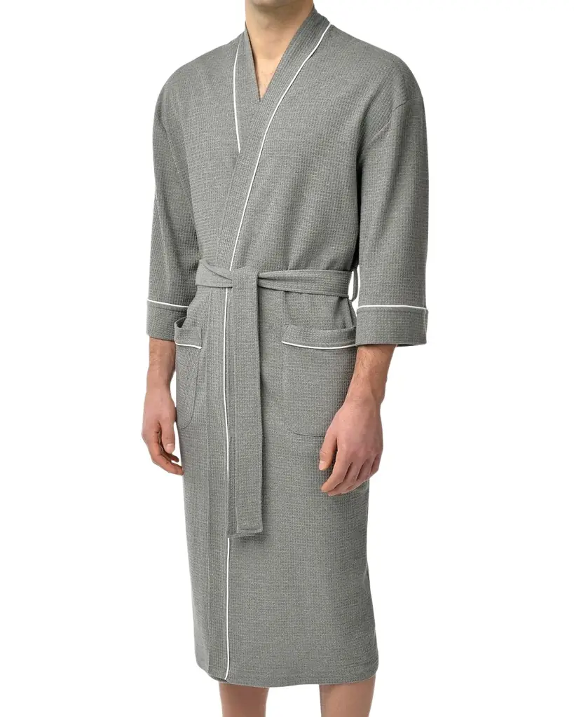 Majestic International Men 's Waffle Knit Kimono Robe