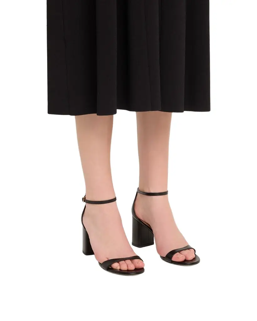 Stuart Weitzman 75mm Nudist Leather Ankle-Strap Sandals