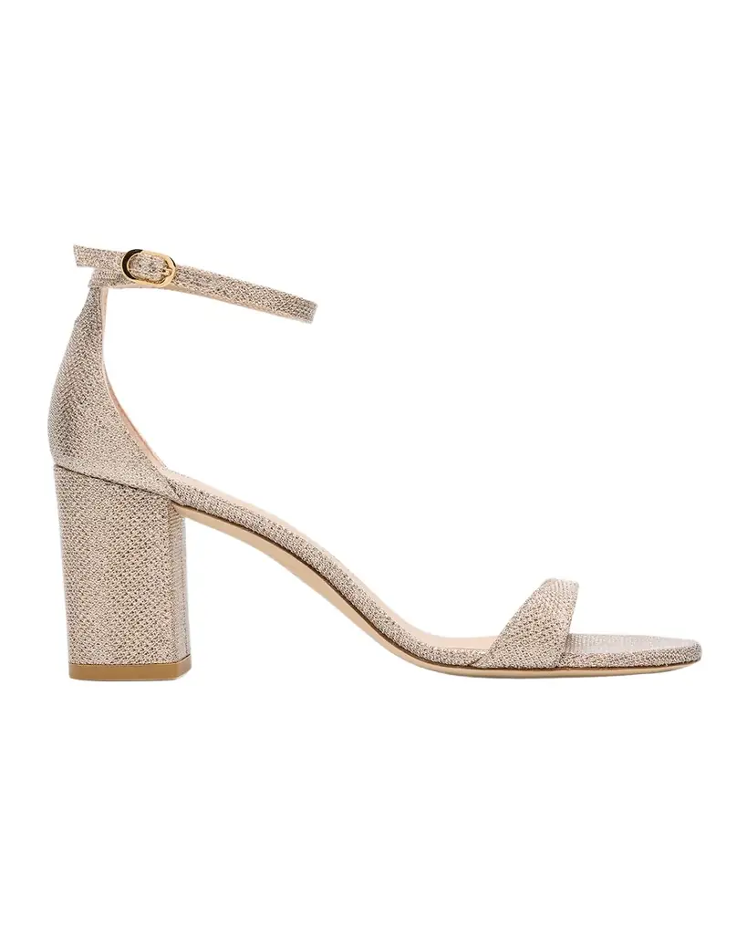 Stuart Weitzman Nudist 75mm Metallic Block Sandals