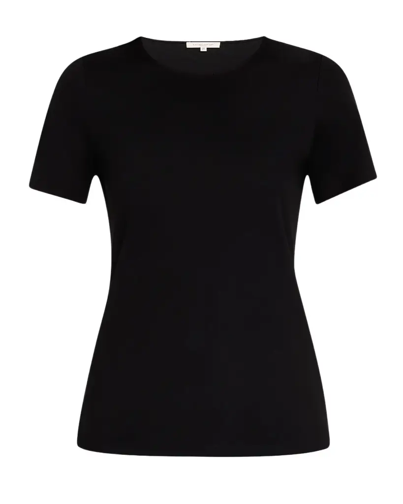 Lafayette 148 New York Ribbed Crewneck Cotton T-Shirt