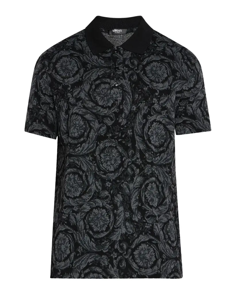 Versace Men 's Iconic Barocco Pique Polo Shirt