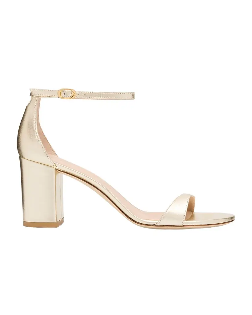 Stuart Weitzman Nudist II Leather Ankle-Strap Sandals