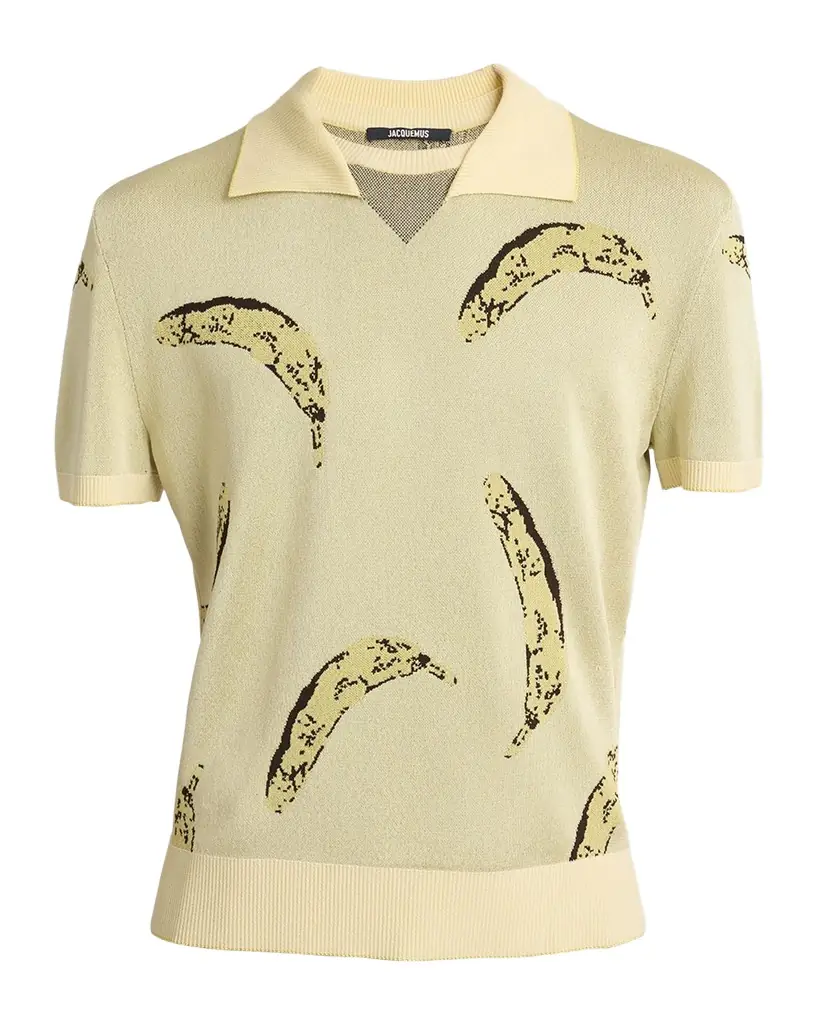 Jacquemus Men 's Marino Banana Jacquard Polo Shirt