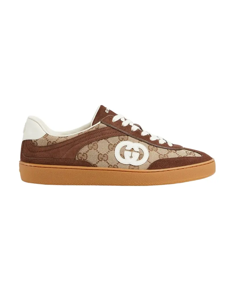 Gucci Men 's G75 Suede and GG Supreme Retro Low-Top Sneakers