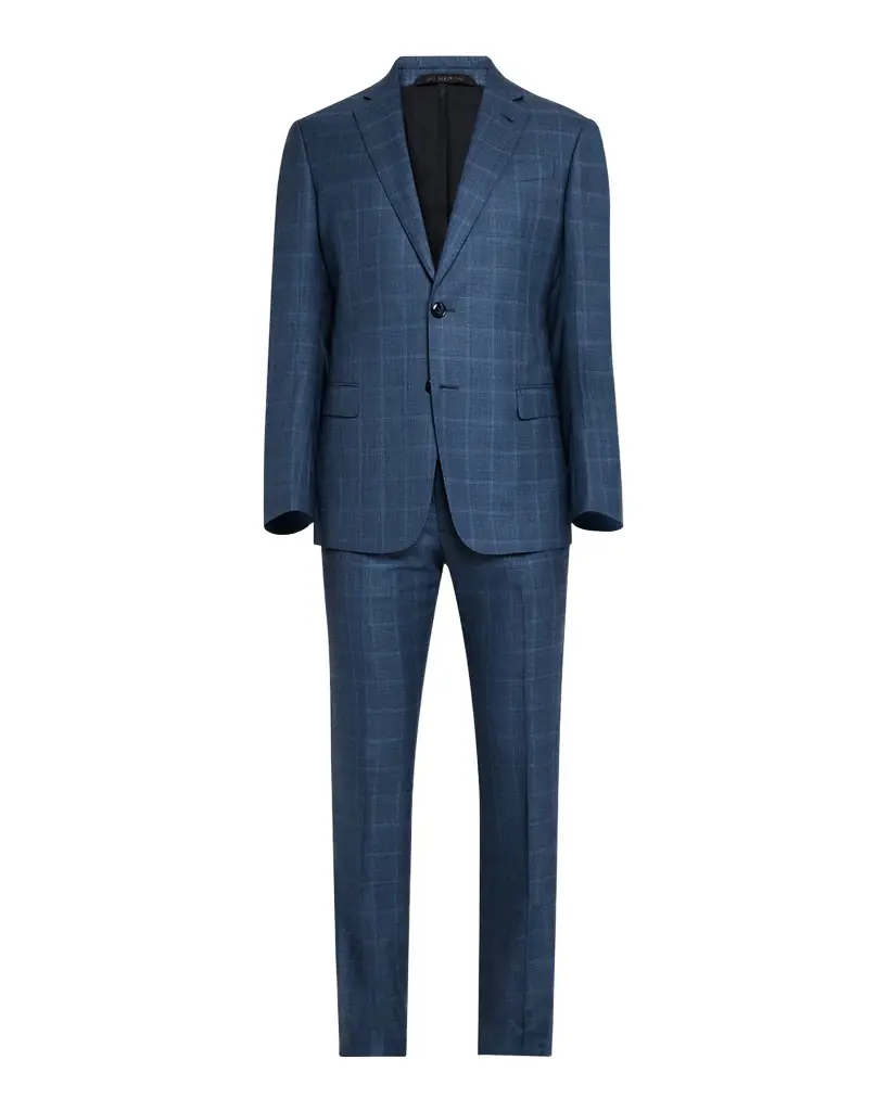 Giorgio Armani Men 's Blurred Windowpane 240G Suit
