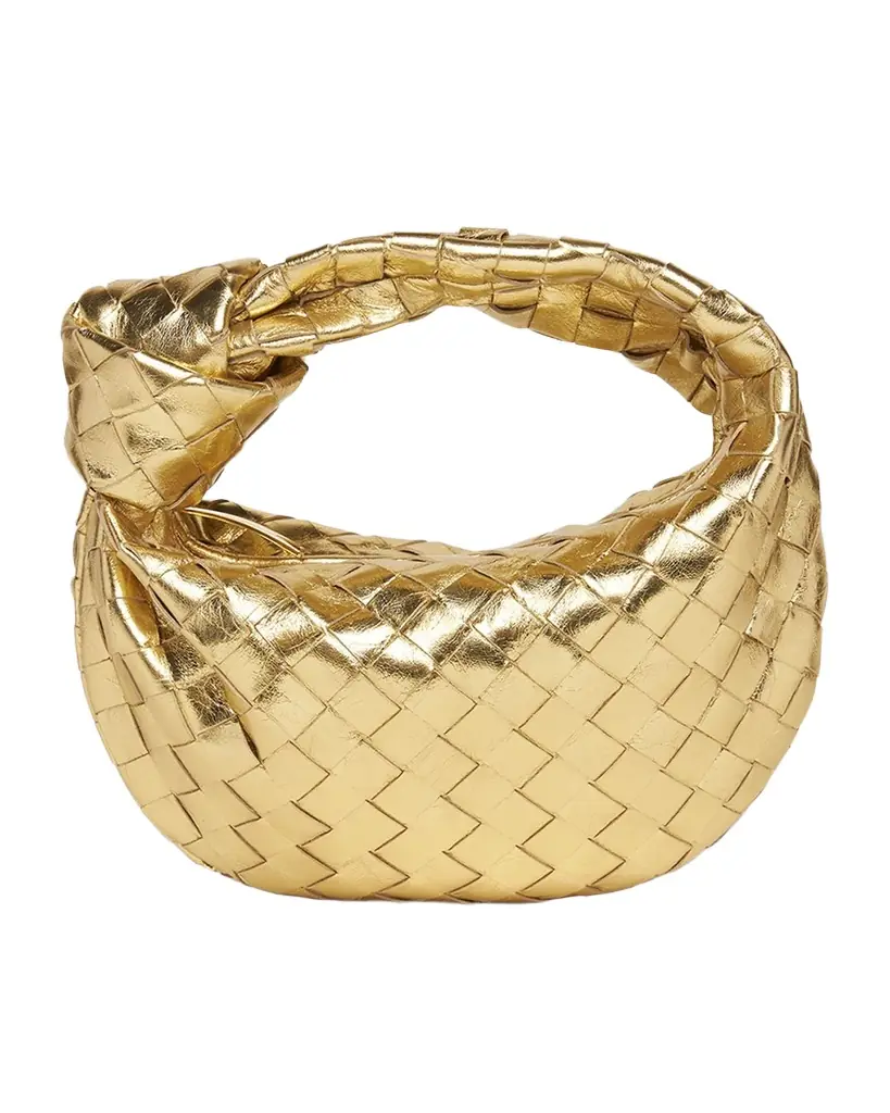 Bottega Veneta Mini Jodie Metallic Leather Top-Handle Bag