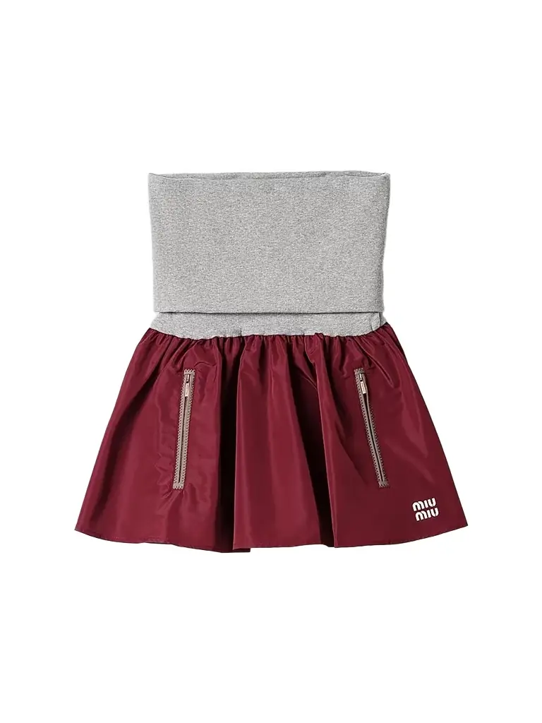 Miu Miu Women's Technical Fabric Mini Skirt - Dark Red