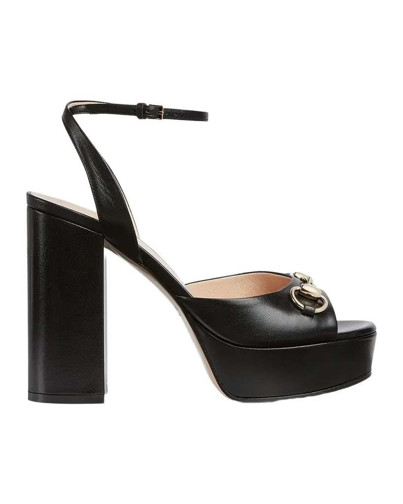 Gucci Leather Horsebit Platform Sandals