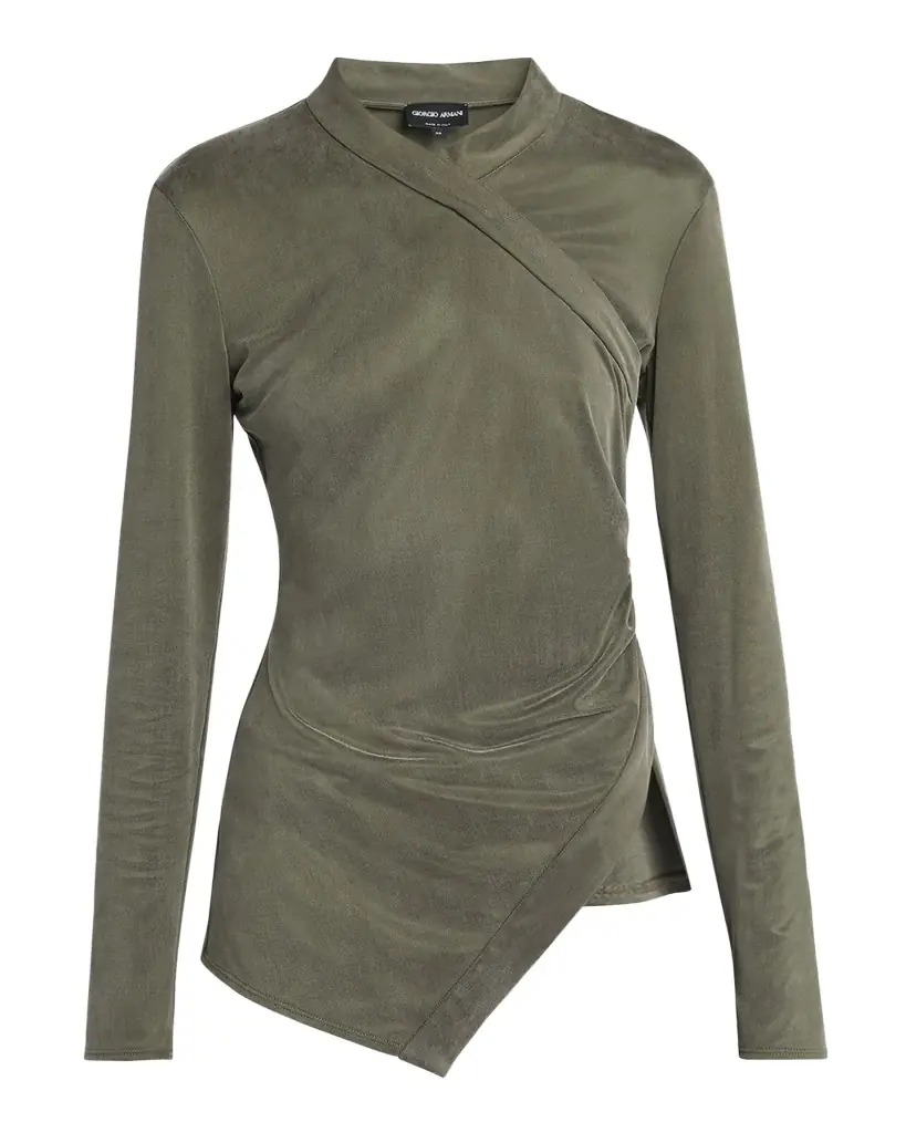 Giorgio Armani Asymmetric Jersey Long-Sleeve Top