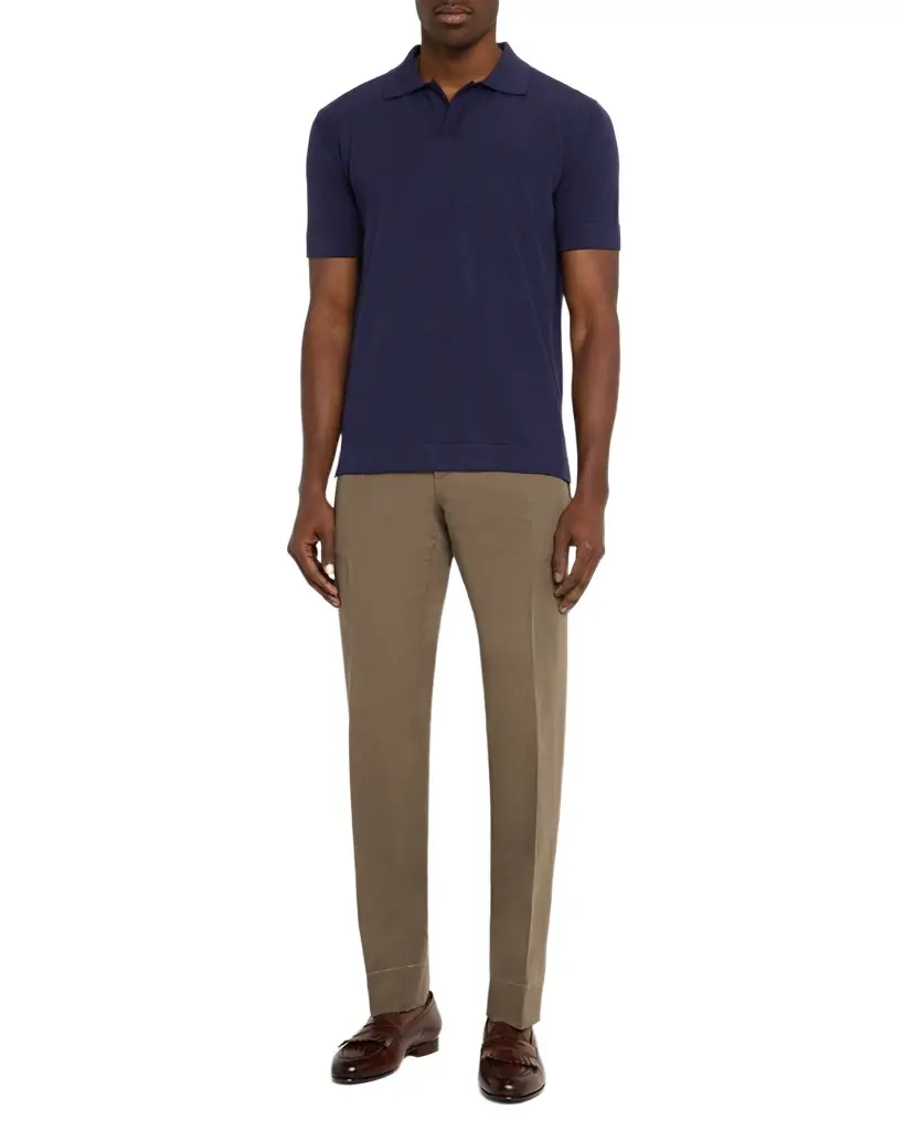 Brioni Men 's Cotton-Silk Johnny Collar Polo Sweater