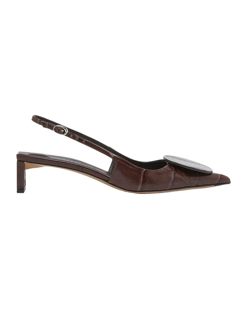 Jacquemus Croc-Embossed Leather Slingback Pumps