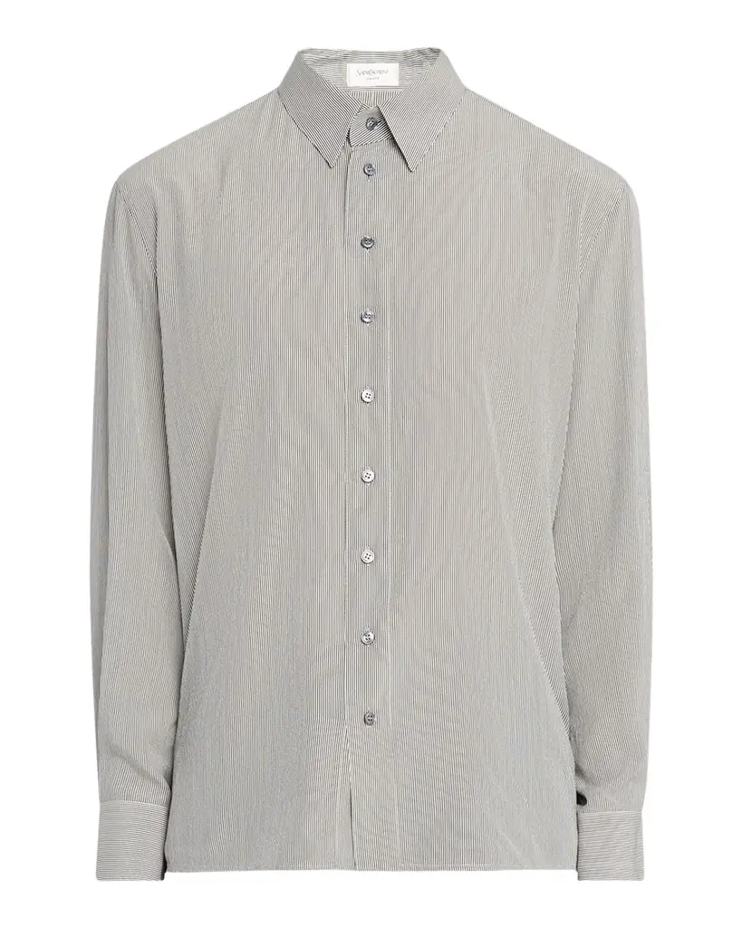 Saint Laurent Men 's Micro-Striped Silk Sport Shirt