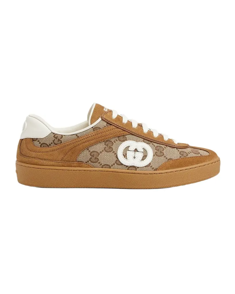 Gucci G75 Suede and Leather GG Sneakers