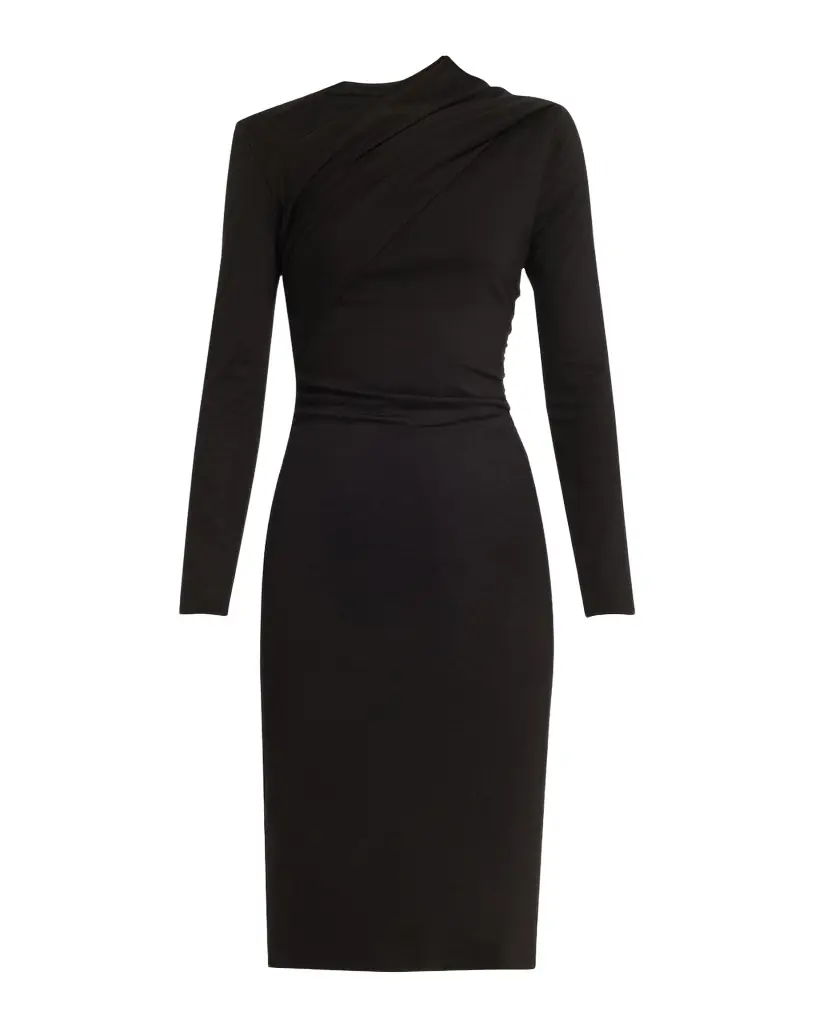 Giorgio Armani Asymmetric Long-Sleeve Jersey Dress