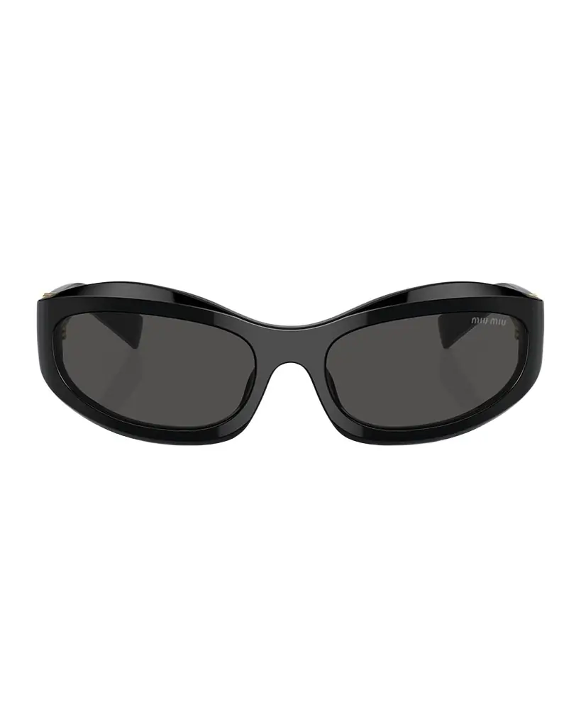 Miu Miu 14ZSF Logo Oval Acetate Sunglasses