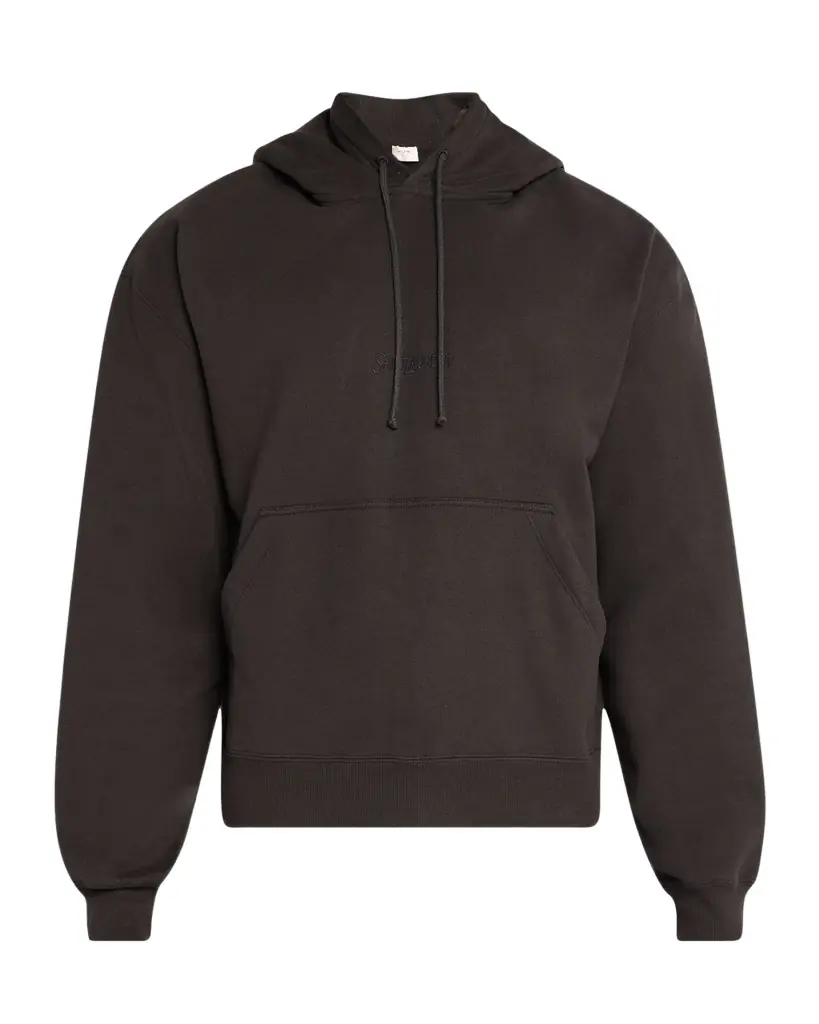 Saint Laurent Men 's Fleece Tonal Logo Hoodie