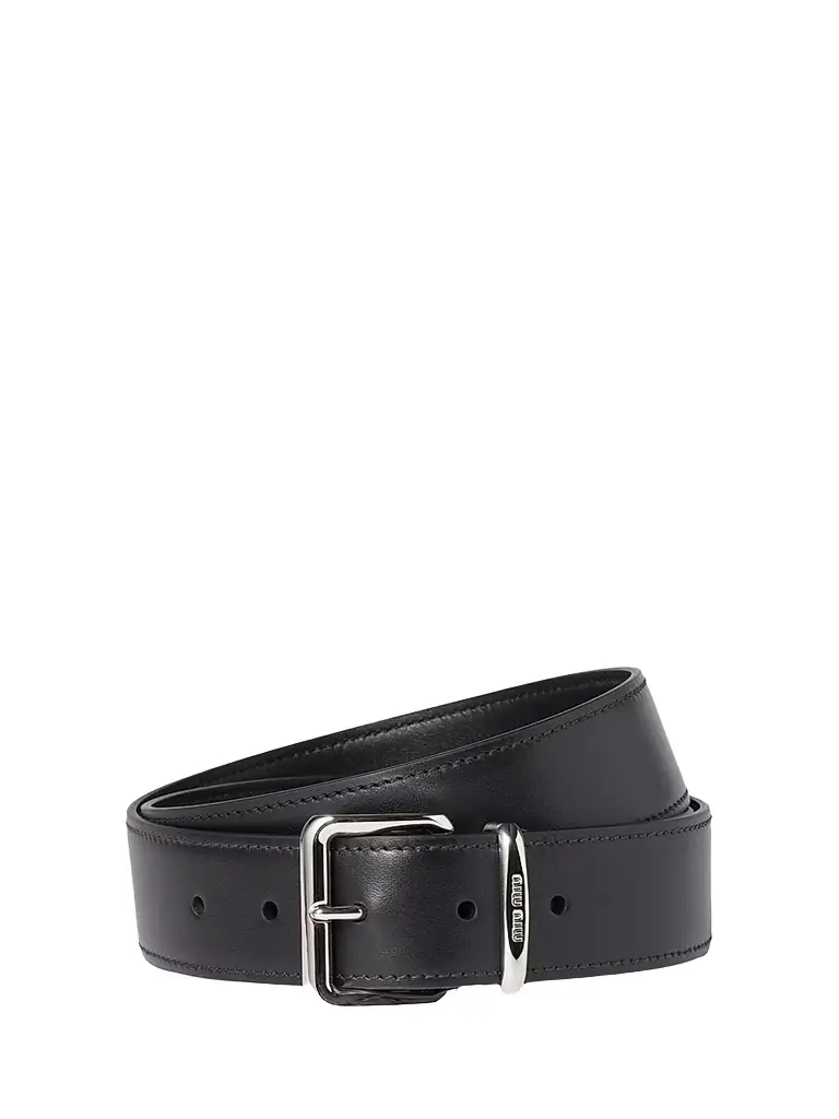 Miu Miu Women's Leather Belt - Black Silver