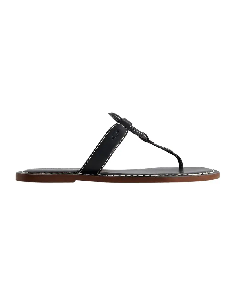 Bernardo Matrix Leather Flat Thong Sandals