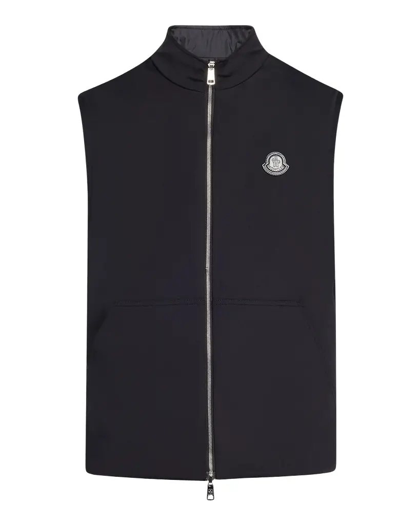 Moncler Men 's Full-Zip Leather-Emblem Vest