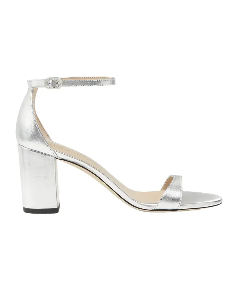 Stuart Weitzman Nudist II Leather Ankle-Strap Sandals