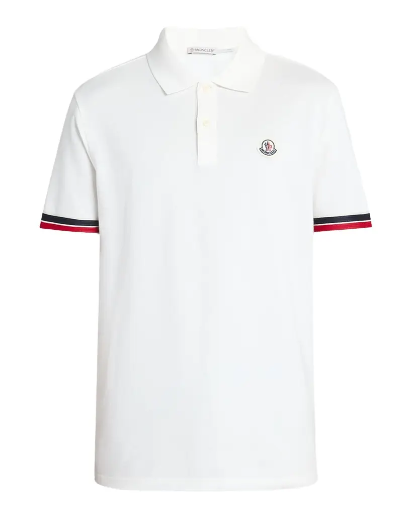 Moncler Men 's Striped-Trim Pique Polo Shirt