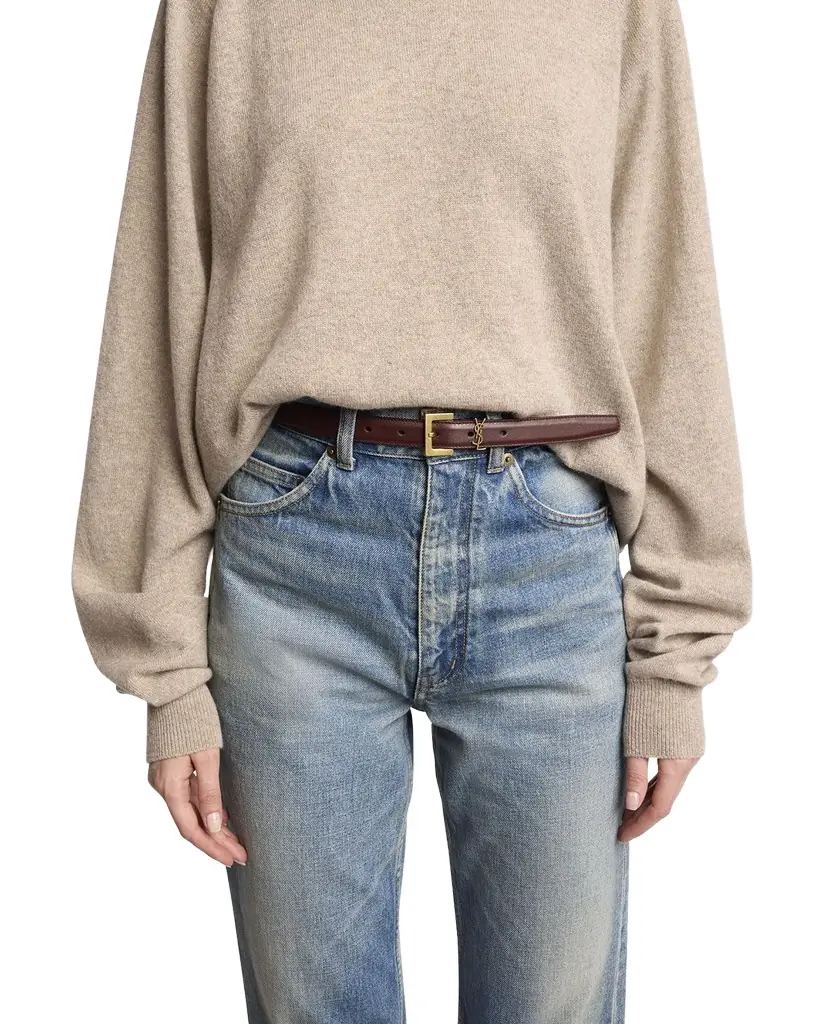 Saint Laurent YSL Monogram Leather Belt