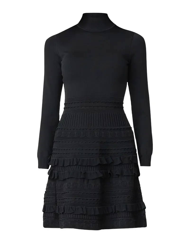 Shoshanna Joie Mock-Neck Mixed Knit Mini Dress