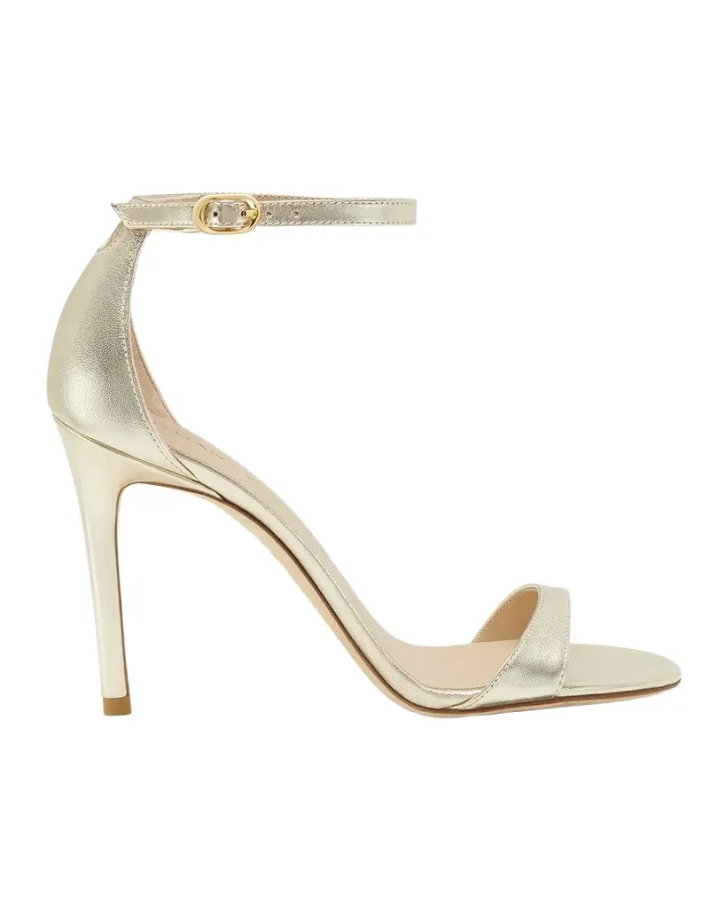 Stuart Weitzman Nudist Metallic Ankle-Strap Sandals