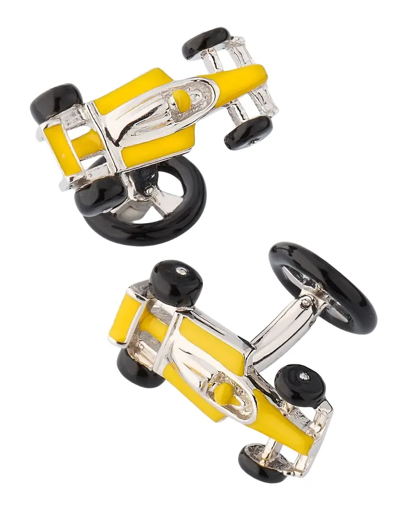Jan Leslie Men 's Sterling Silver Enamel Race Car Cufflinks