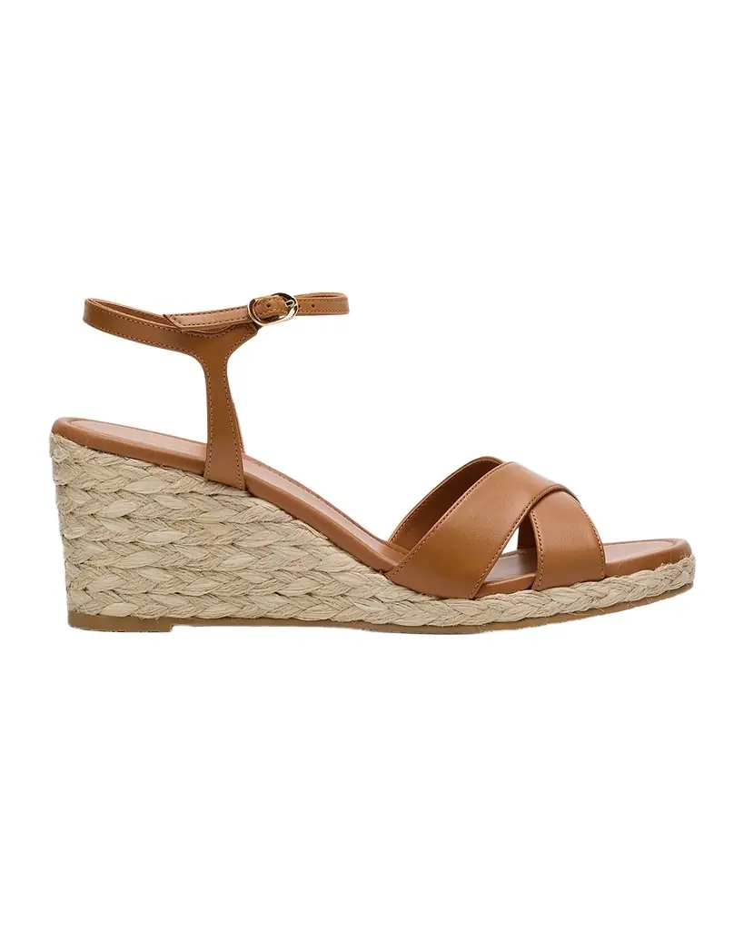 Stuart Weitzman Dayna Leather Crisscross Espadrille Sandals